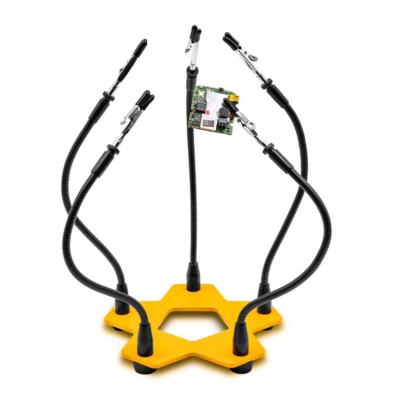 KOTTO Third Hand Professional Soldering Stand Tool PCB Holder Five Arms Helping Hands Crafts Jewelry Hobby Workshop Helping Station Non-Slip Steel Weighted Base for PCB Electronics Wires - Image 1